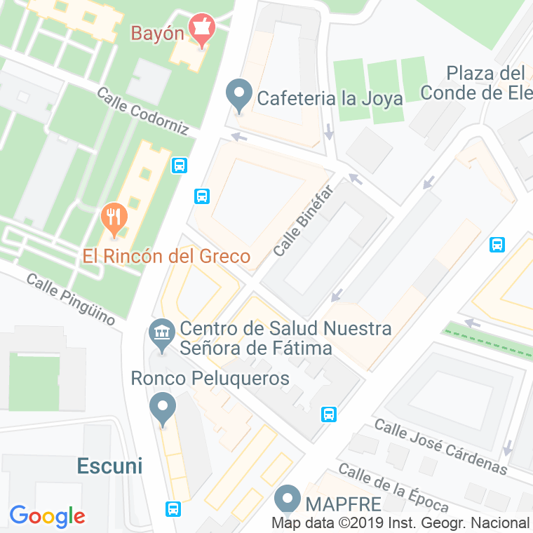 Código Postal calle Binefar en Madrid