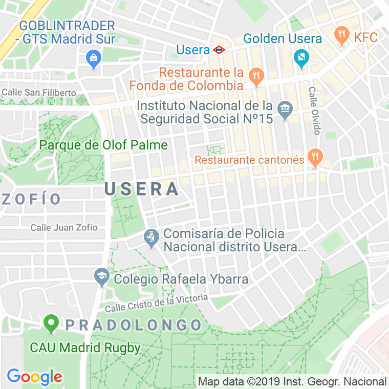 Código Postal calle Isabelita Usera en Madrid