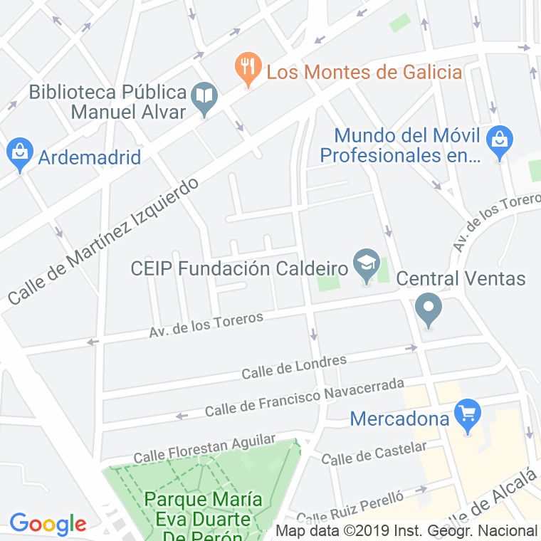 Código Postal calle Jesus Mendez en Madrid