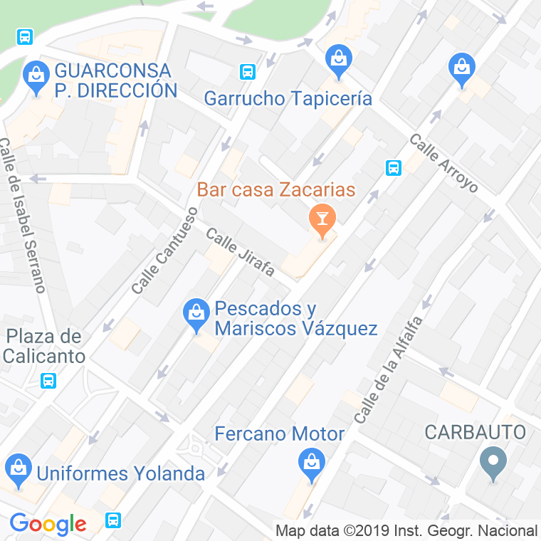 Código Postal calle Jirafa en Madrid