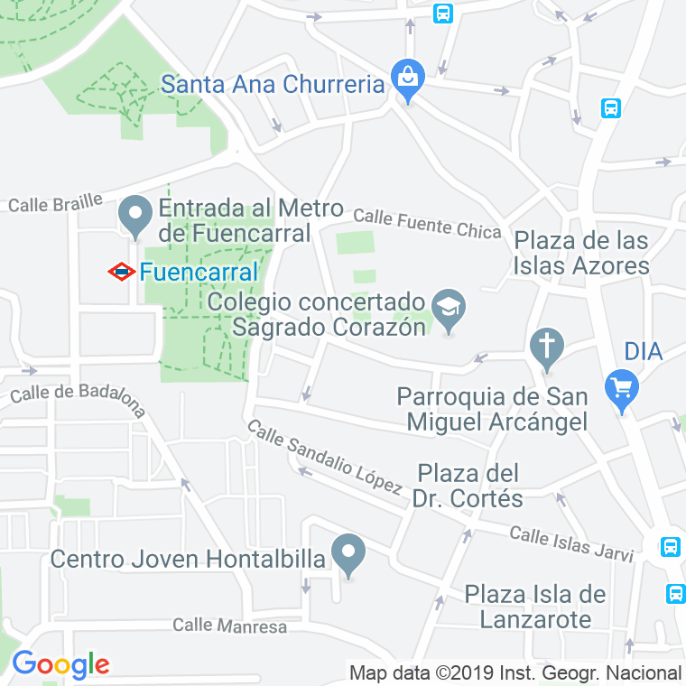 Código Postal calle Divina Pastora en Madrid