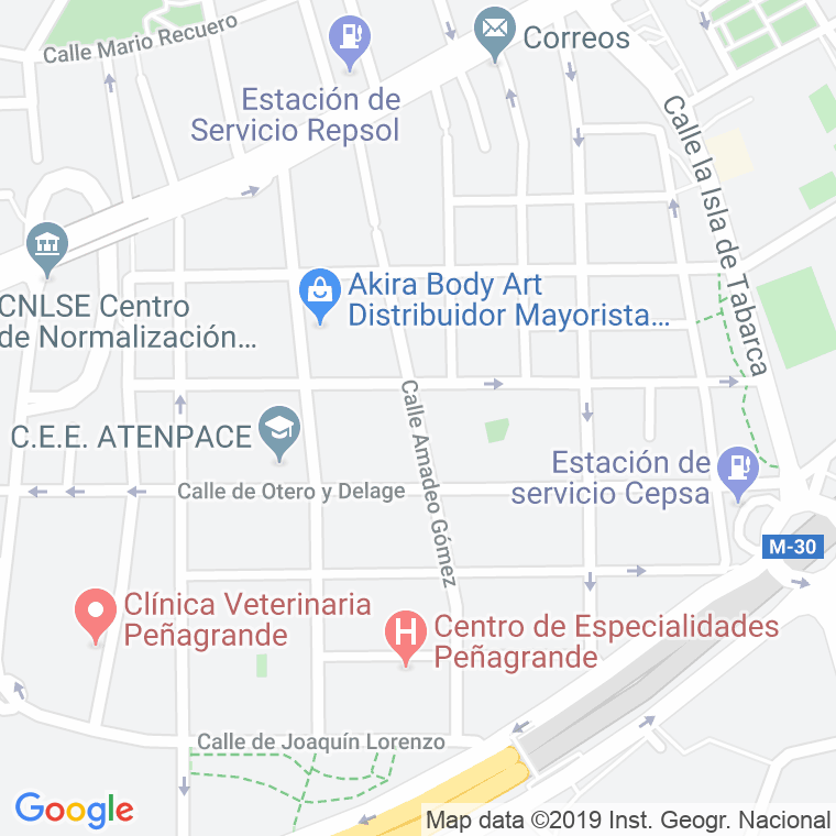 Código Postal calle Amadeo Gomez en Madrid