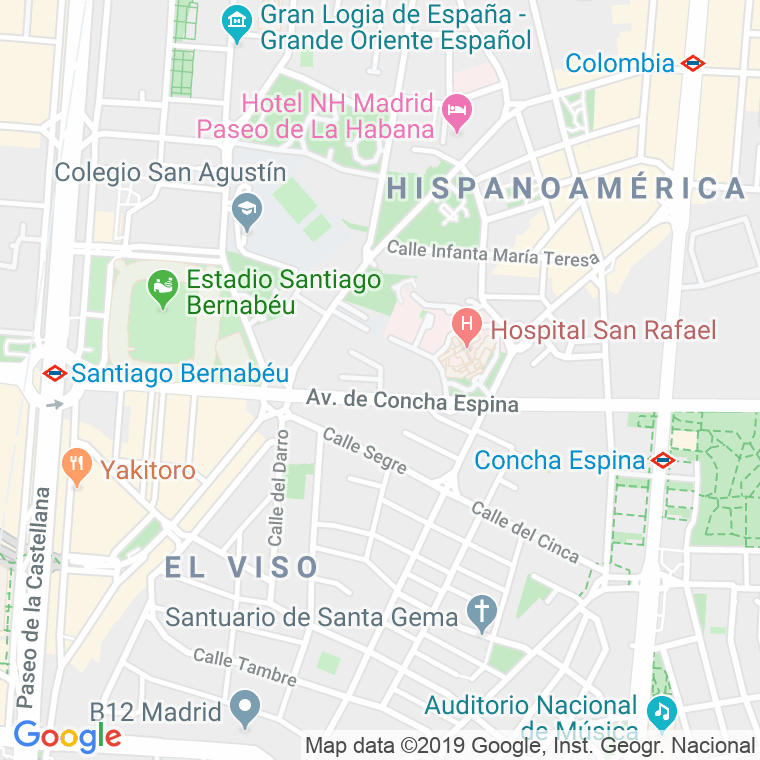 Código Postal calle Concha Espina, avenida (Impares Del 1 Al 3)  (Pares Del 2 Al 16) en Madrid