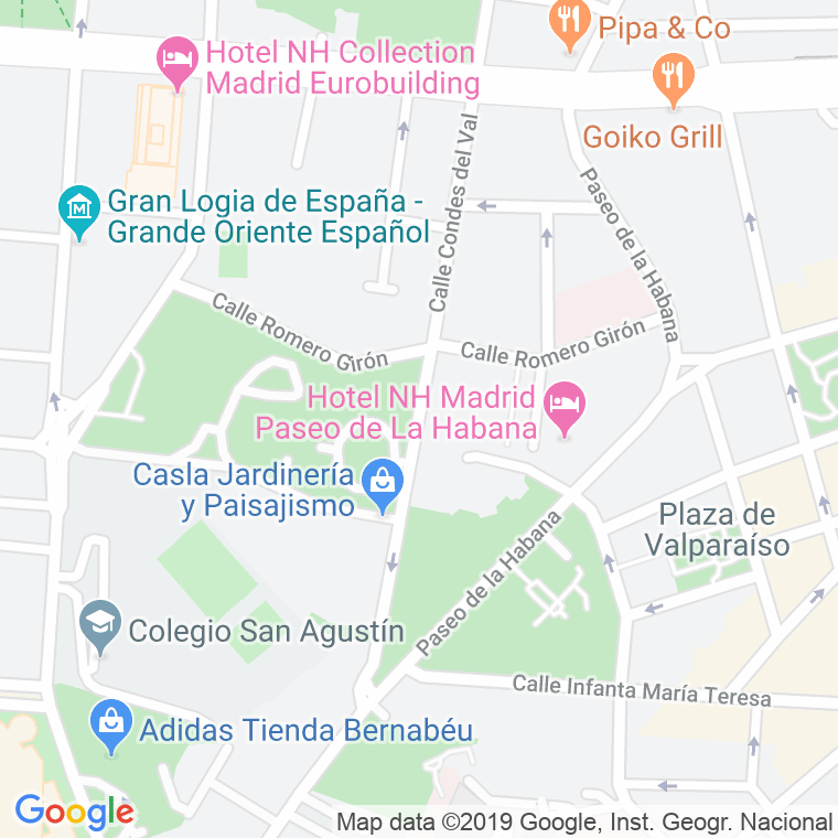 Código Postal calle Condes Del Val en Madrid