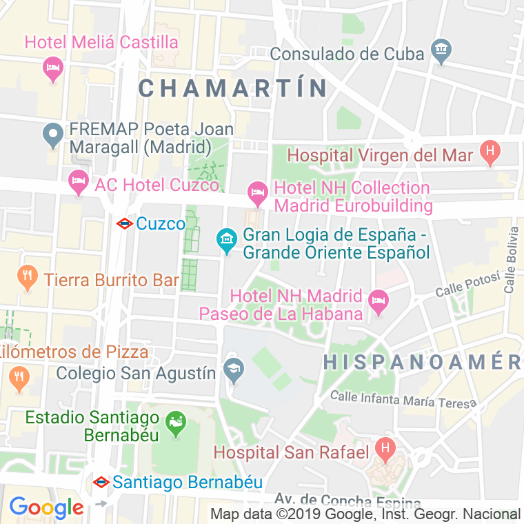 Código Postal calle Padre Damian en Madrid