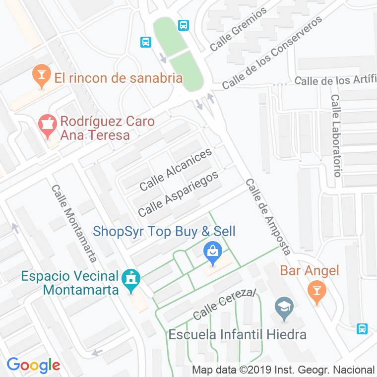 Código Postal calle Aspariegos en Madrid