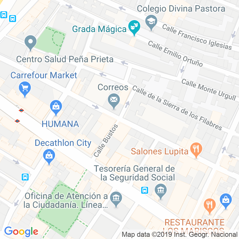 Código Postal calle Bustos en Madrid
