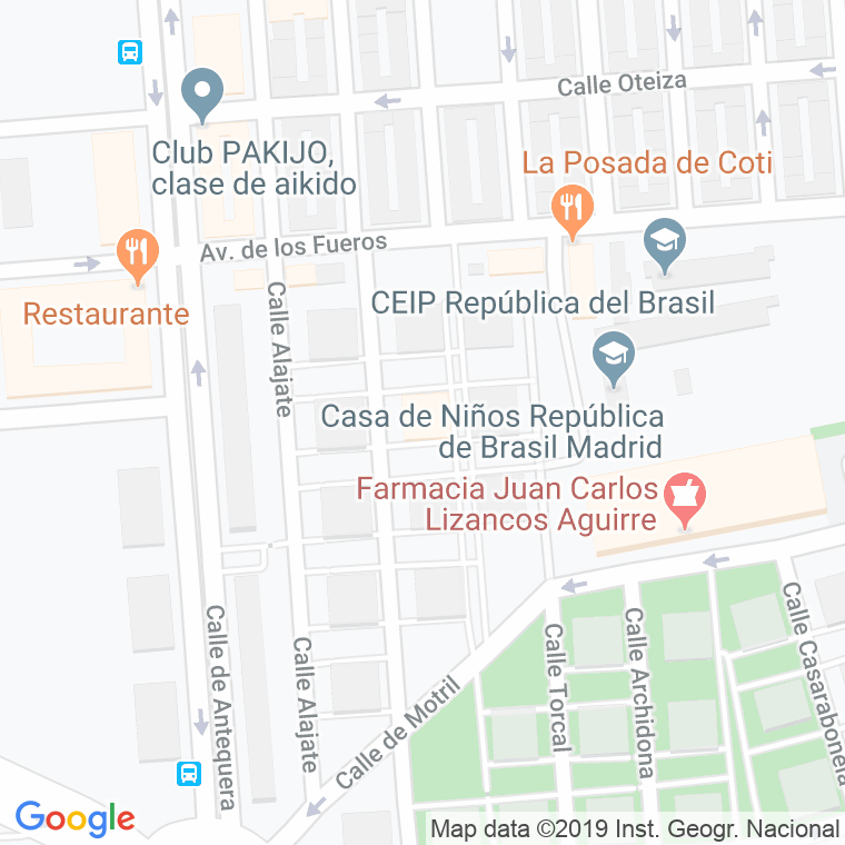 Código Postal calle Cuevas Bajas en Madrid