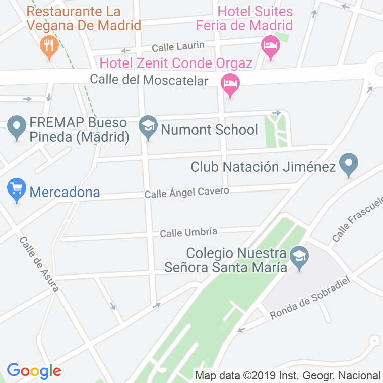 Código Postal calle Angel Cavero en Madrid
