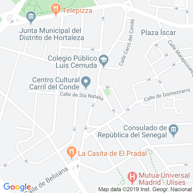 Código Postal calle Carril Del Conde en Madrid