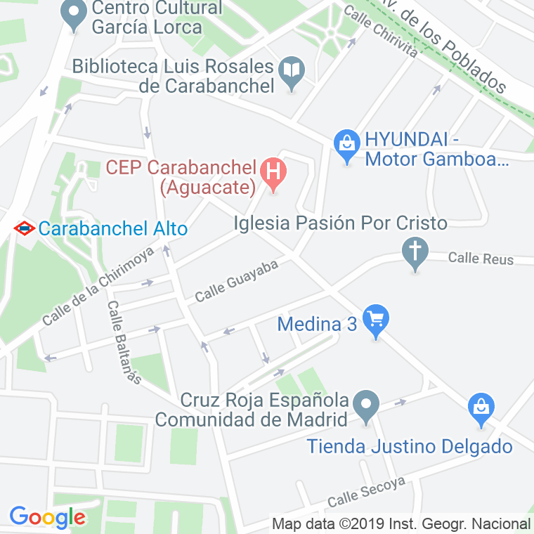 Código Postal calle Guayaba en Madrid