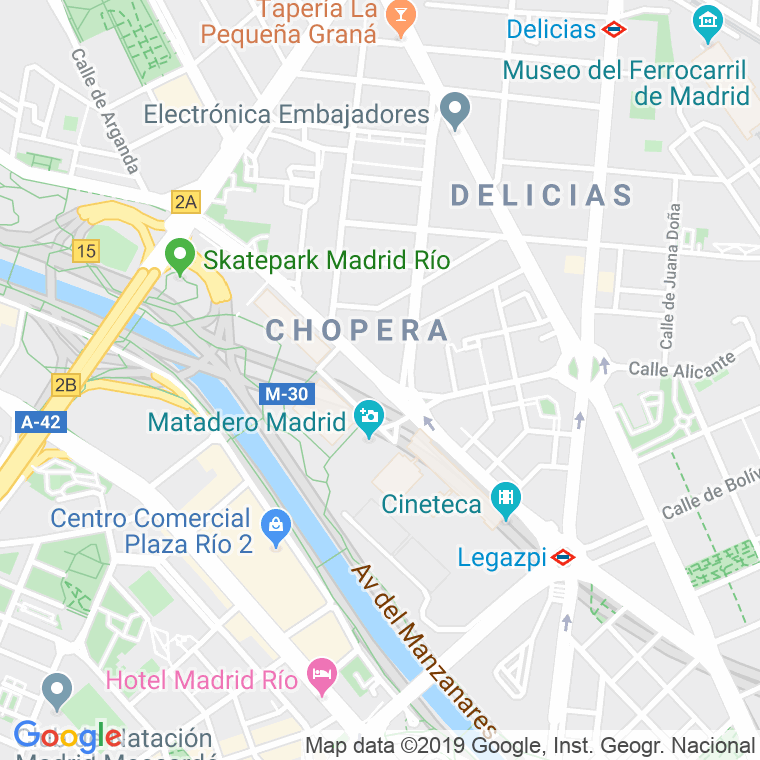 Código Postal calle Chopera, paseo en Madrid