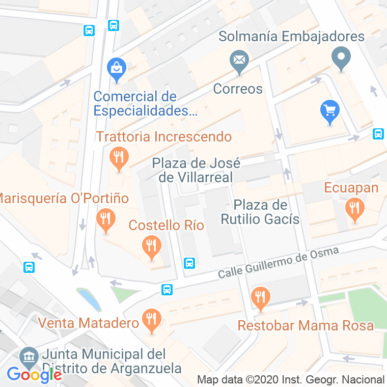 Código Postal calle Jose De Villarreal, plaza en Madrid