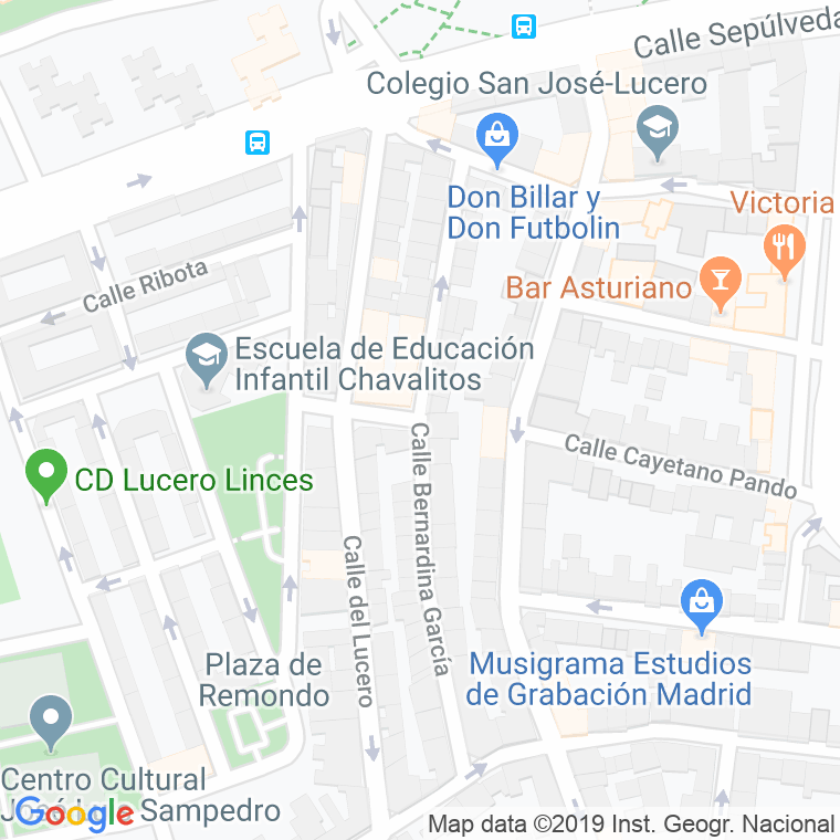 Código Postal calle Bernardina Garcia en Madrid