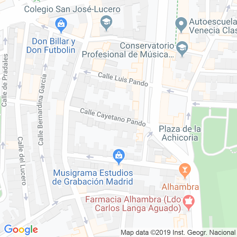 Código Postal calle Cayetano Pando en Madrid