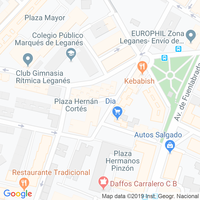 Código Postal calle Hernan Cortes, plaza en Leganés
