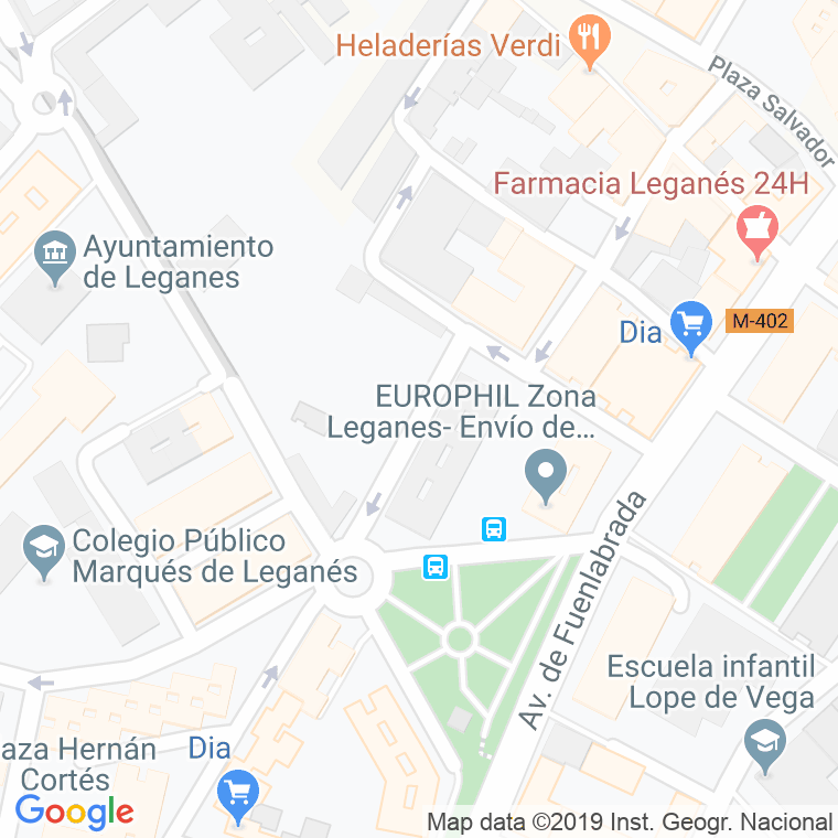 Código Postal calle Rodrigo De Triana en Leganés