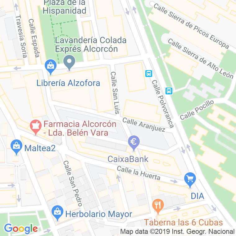 Código Postal calle Aranjuez en Alcorcón