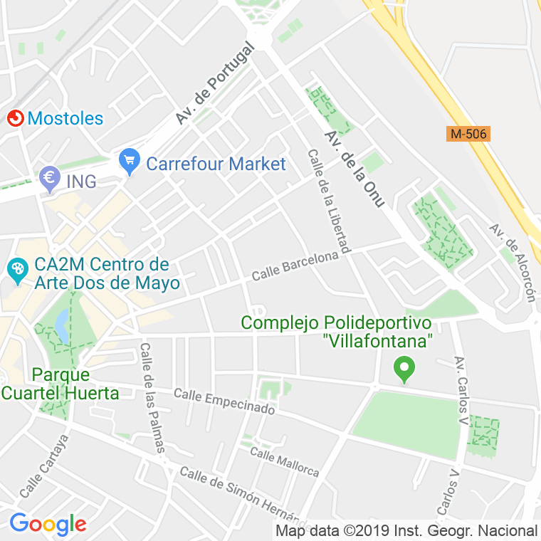 Código Postal calle Barcelona   (Pares Del 50 Al Final) en Móstoles