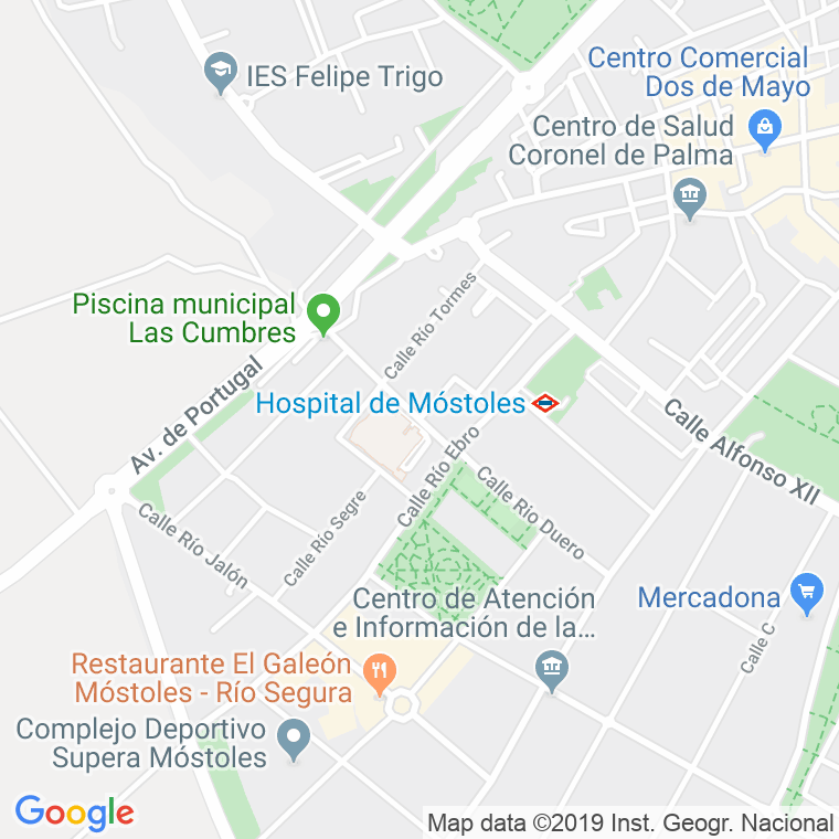 Código Postal calle Rio Duero   (Impares Del 19 Al Final) en Móstoles