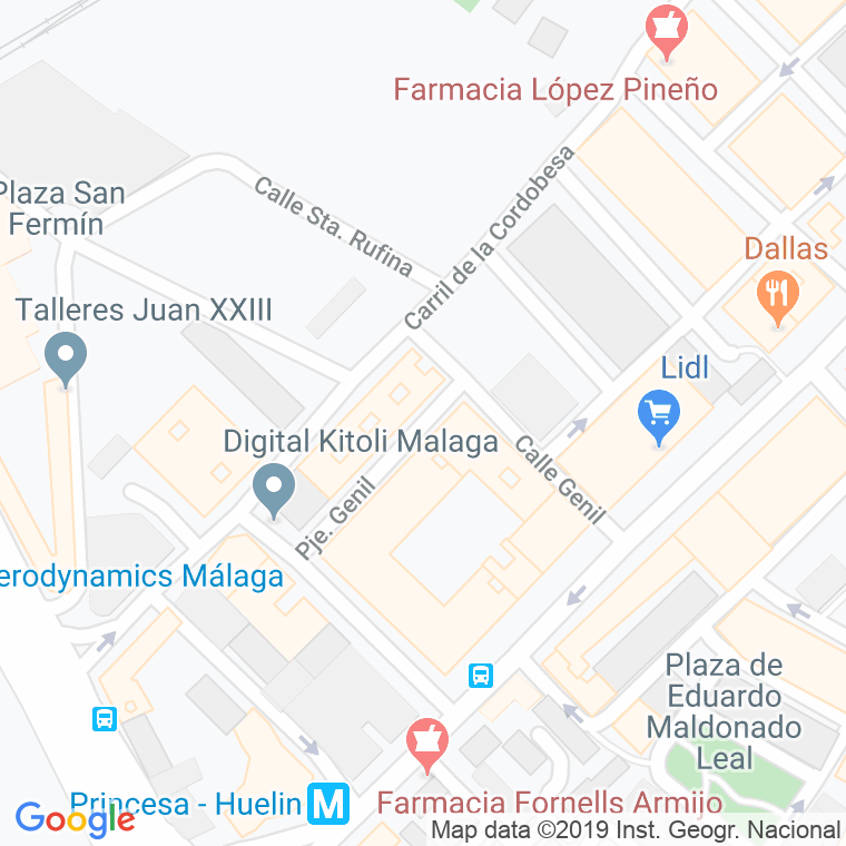 Código Postal calle Genil, pasaje en Málaga