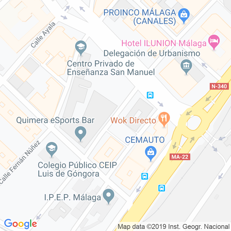 Código Postal calle Inza en Málaga