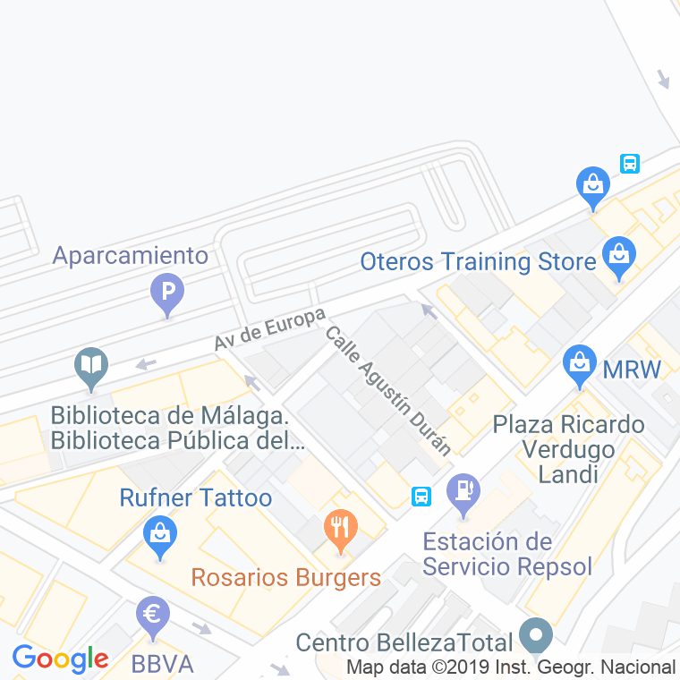 Código Postal calle Agustin Duran en Málaga