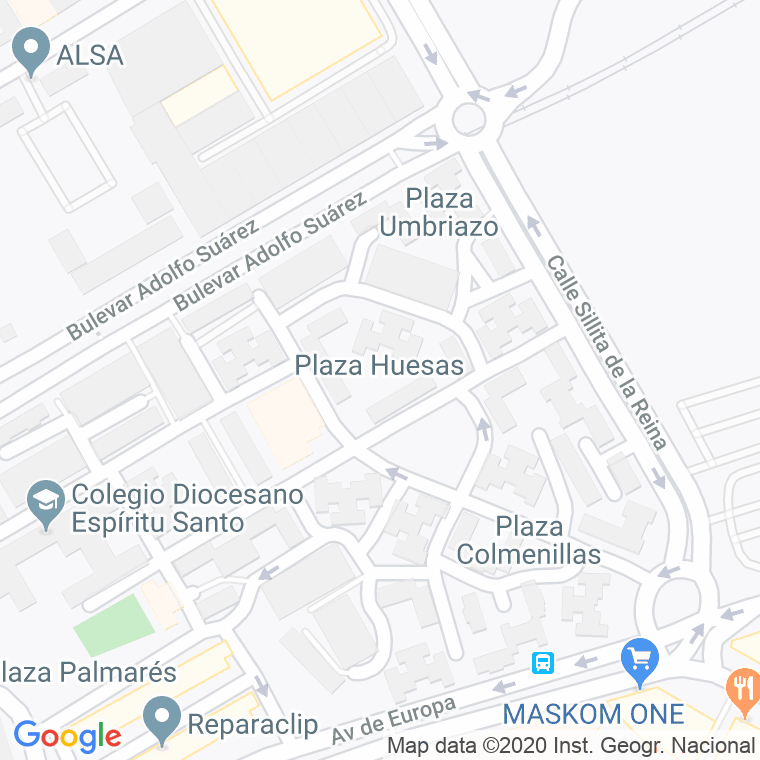 Código Postal calle Huesas, plaza en Málaga