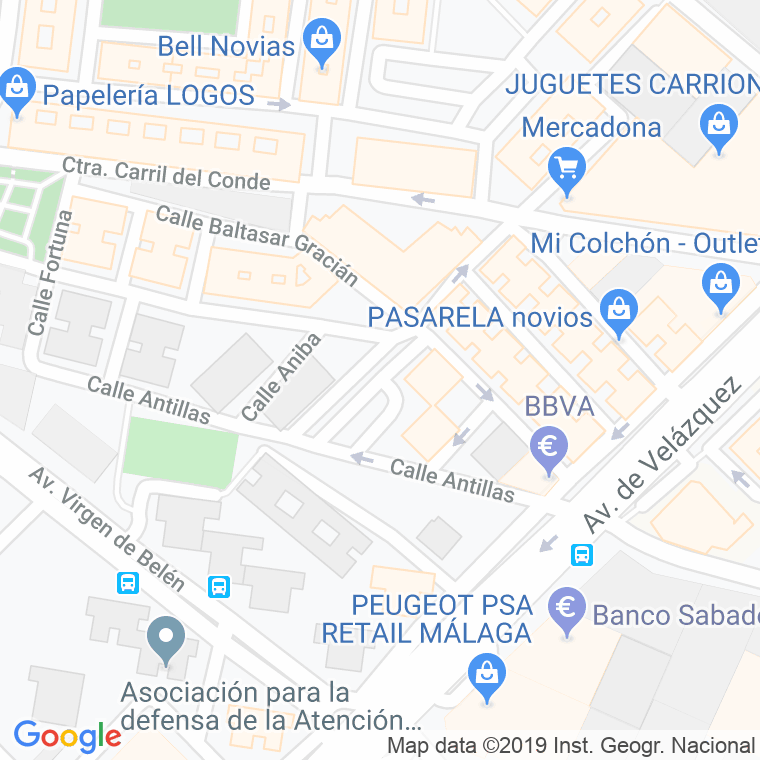 Código Postal calle Antillas en Málaga