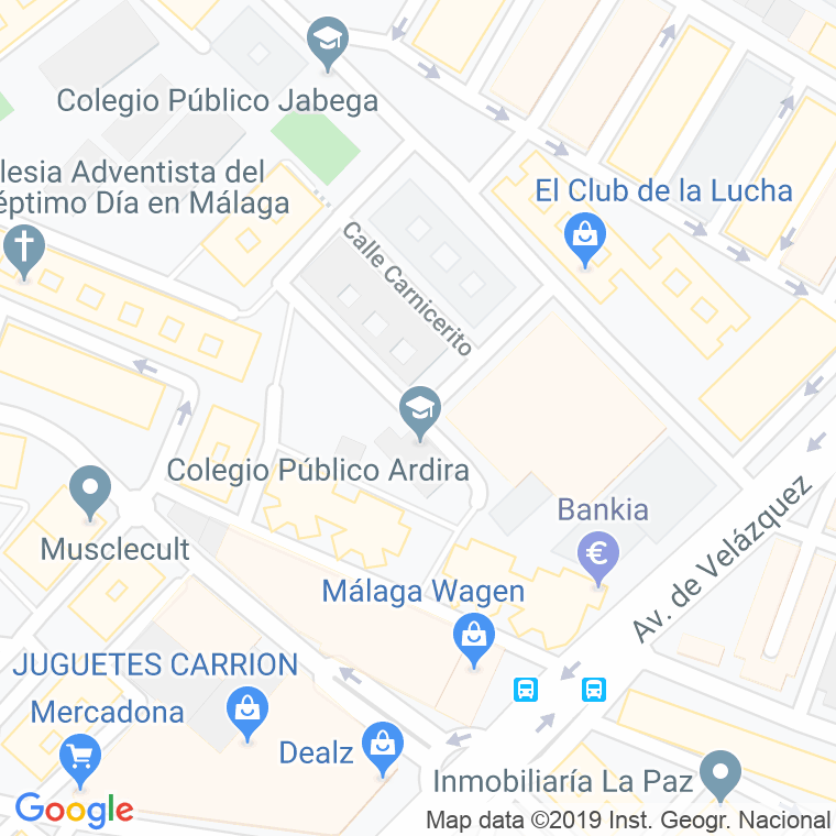 Código Postal calle Cocherito en Málaga