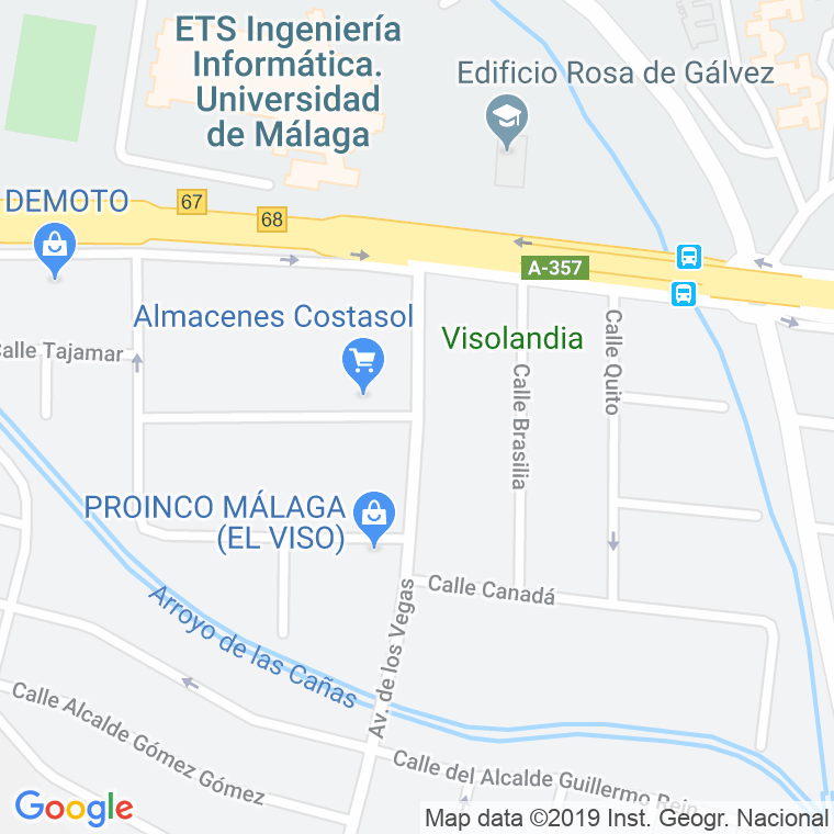 Código Postal calle Alcalde Bernardo Melendez en Málaga