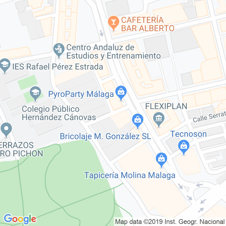 Código Postal calle Alcalde Moreno Mico en Málaga