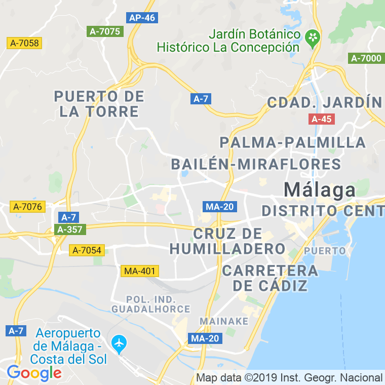 Código Postal calle Antonio Alcala Galiano en Málaga
