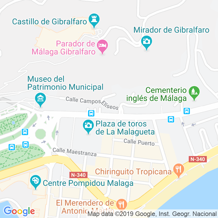 Código Postal calle Campos Eliseos en Málaga