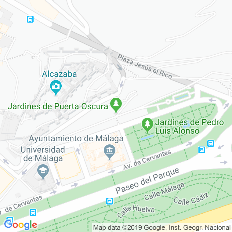 Código Postal calle Jardines Puerta Oscura en Málaga