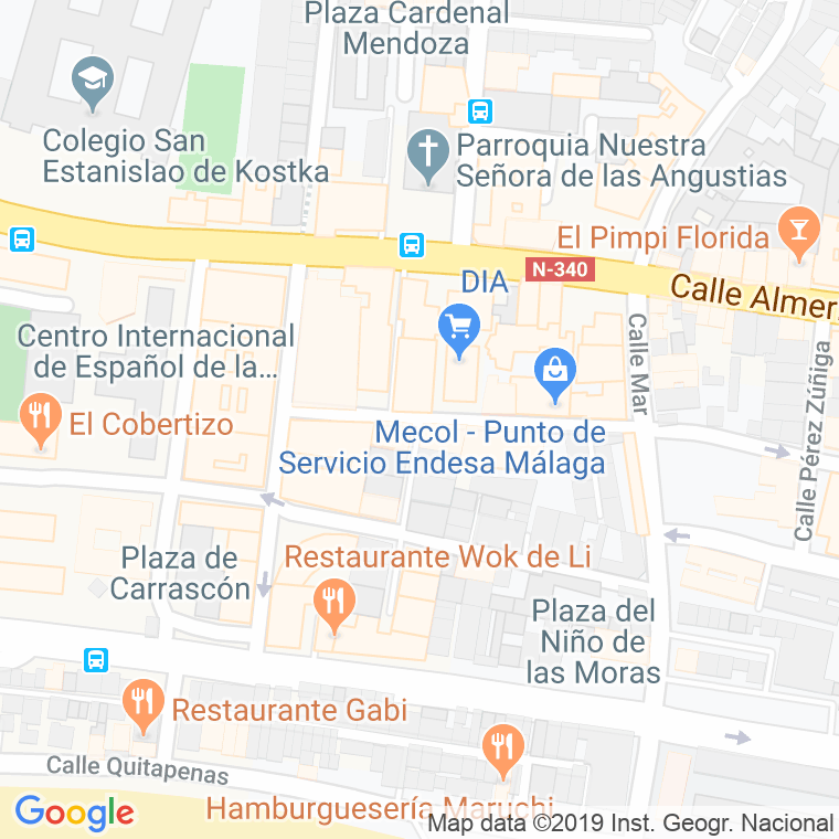 Código Postal calle Castañer Vilchez en Málaga