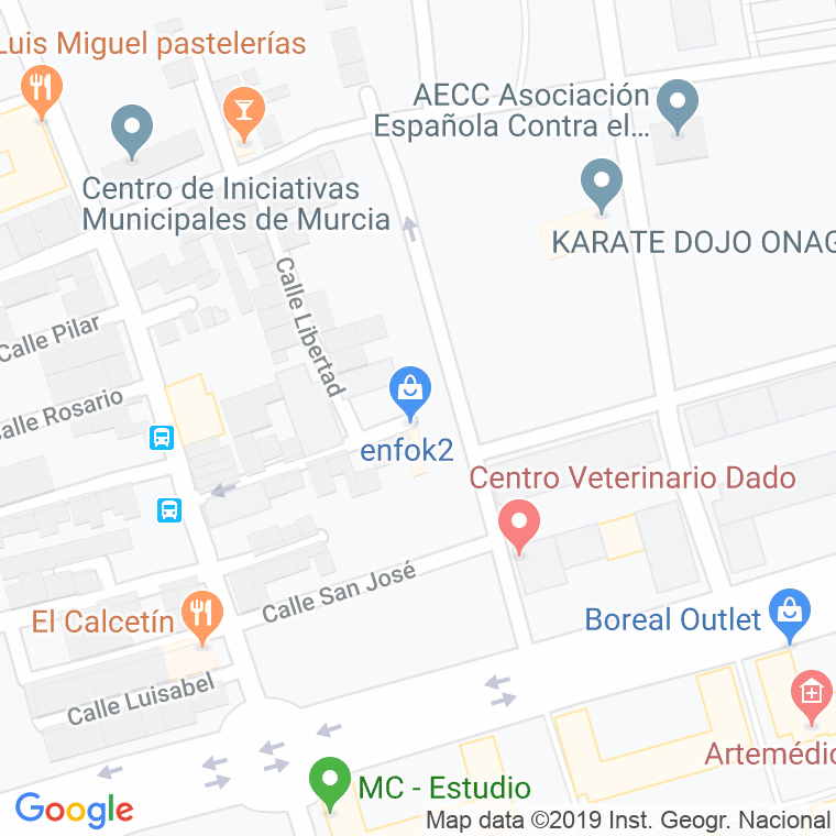 Código Postal calle Constitucion (Santiago Y Zaraiche), plaza en Murcia