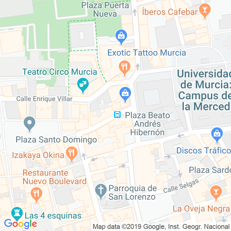 Código Postal calle Merced   (Pares Del 2 Al 6) en Murcia