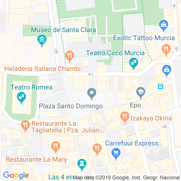 Código Postal calle Santo Domingo, plaza (Impares Del 1 Al Final)  (Pares Del 2 Al Final) en Murcia