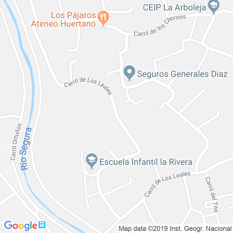 Código Postal calle Leales (Arboleja), carril en Murcia