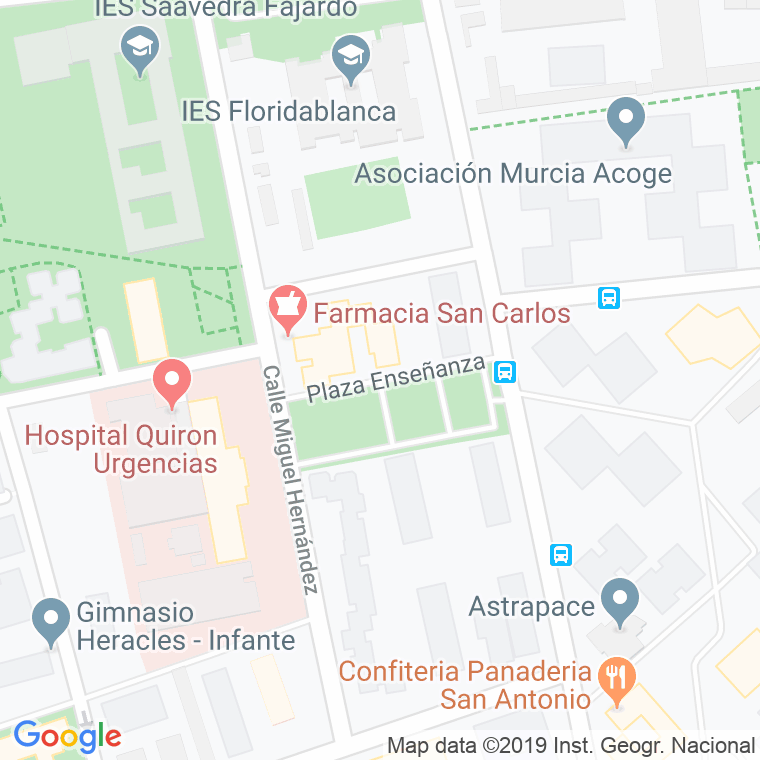 Código Postal calle Enseñanza, plaza en Murcia