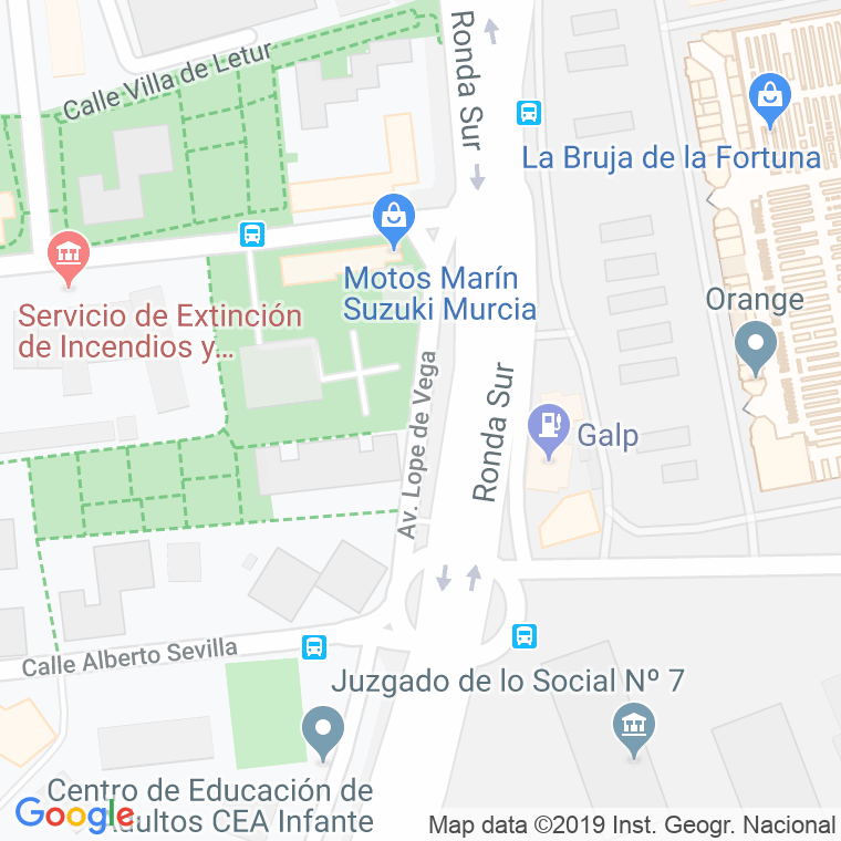 Código Postal calle Lope De Vega, avenida en Murcia