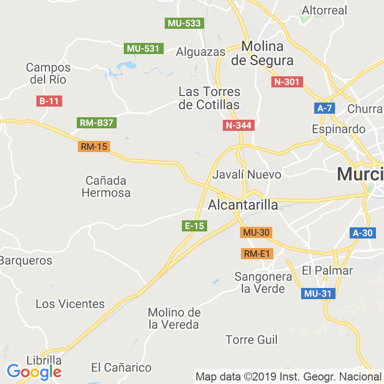 Código Postal de Cañada Del Molinero en Murcia
