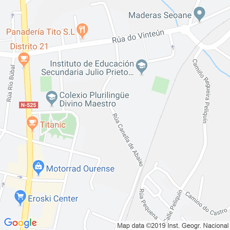 Código Postal calle Abaixo, De, canella en Ourense