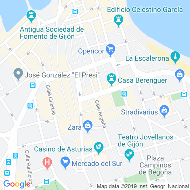 Código Postal calle Begoña en Gijón