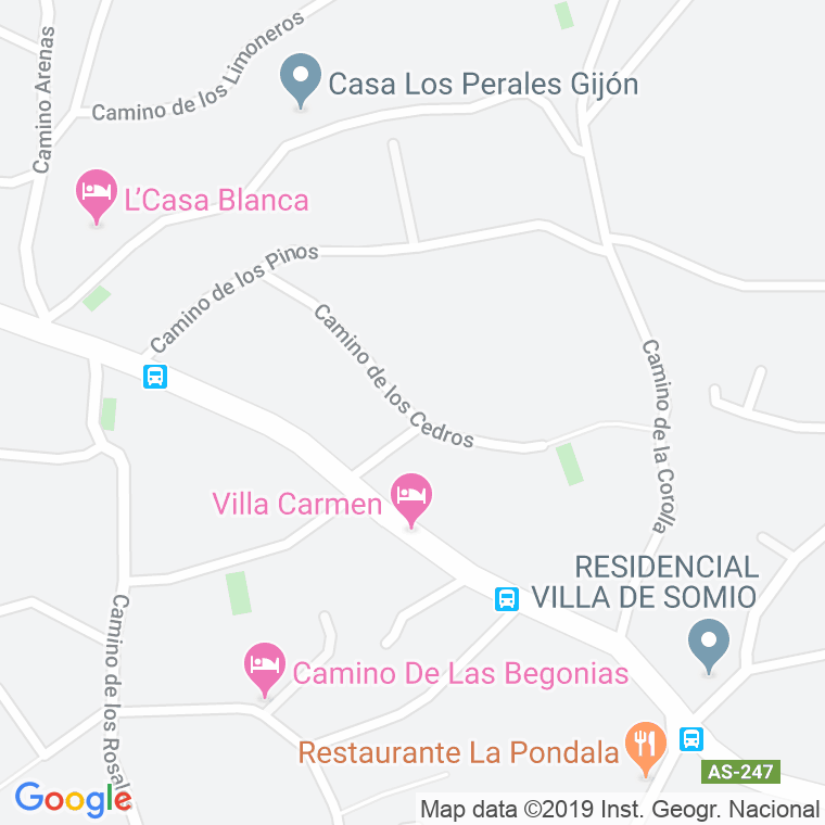 Código Postal calle Cedros, De Los, camino en Gijón
