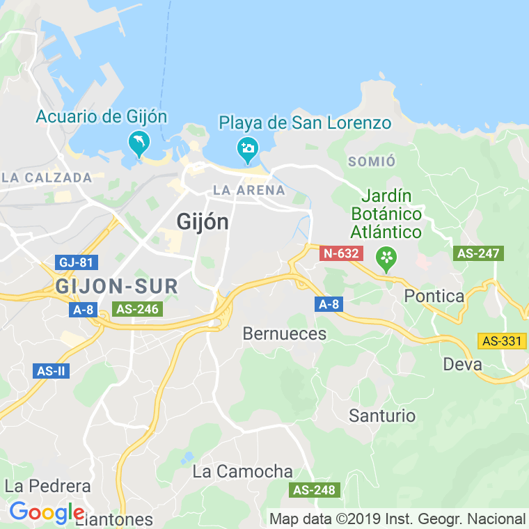 Código Postal calle Colonia Del Rio Piles en Gijón