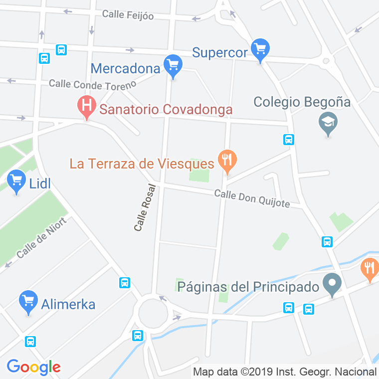 Código Postal calle Don Quijote en Gijón