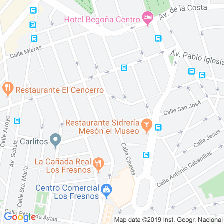 Código Postal calle Caveda   (Impares Del 1 Al Final)  (Pares Del 2 Al Final) en Gijón