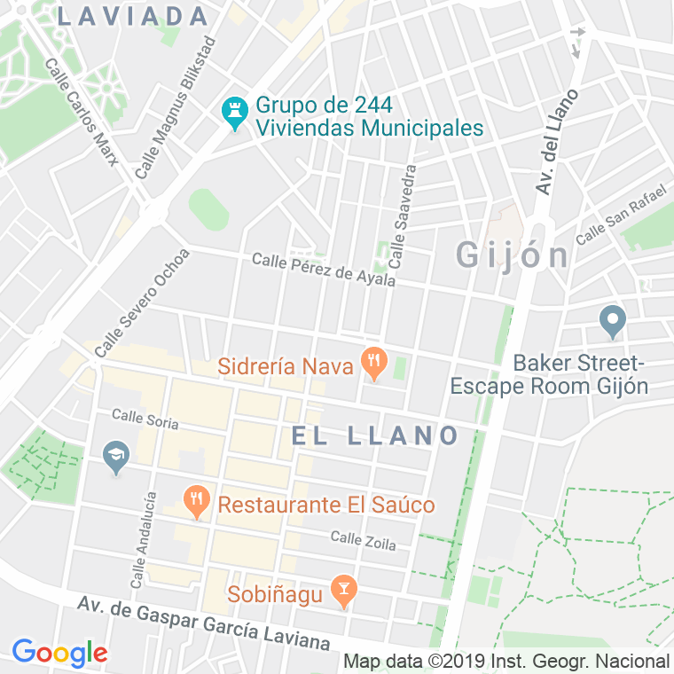 Código Postal calle Eleuterio Quintanilla   (Impares Del 1 Al 65)  (Pares Del 2 Al 72) en Gijón